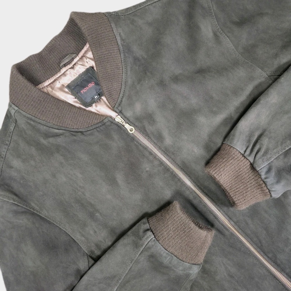 VTG 90s Piombo Suede Leather Bomber Jacket Made In Italy Mens European 58 US 48